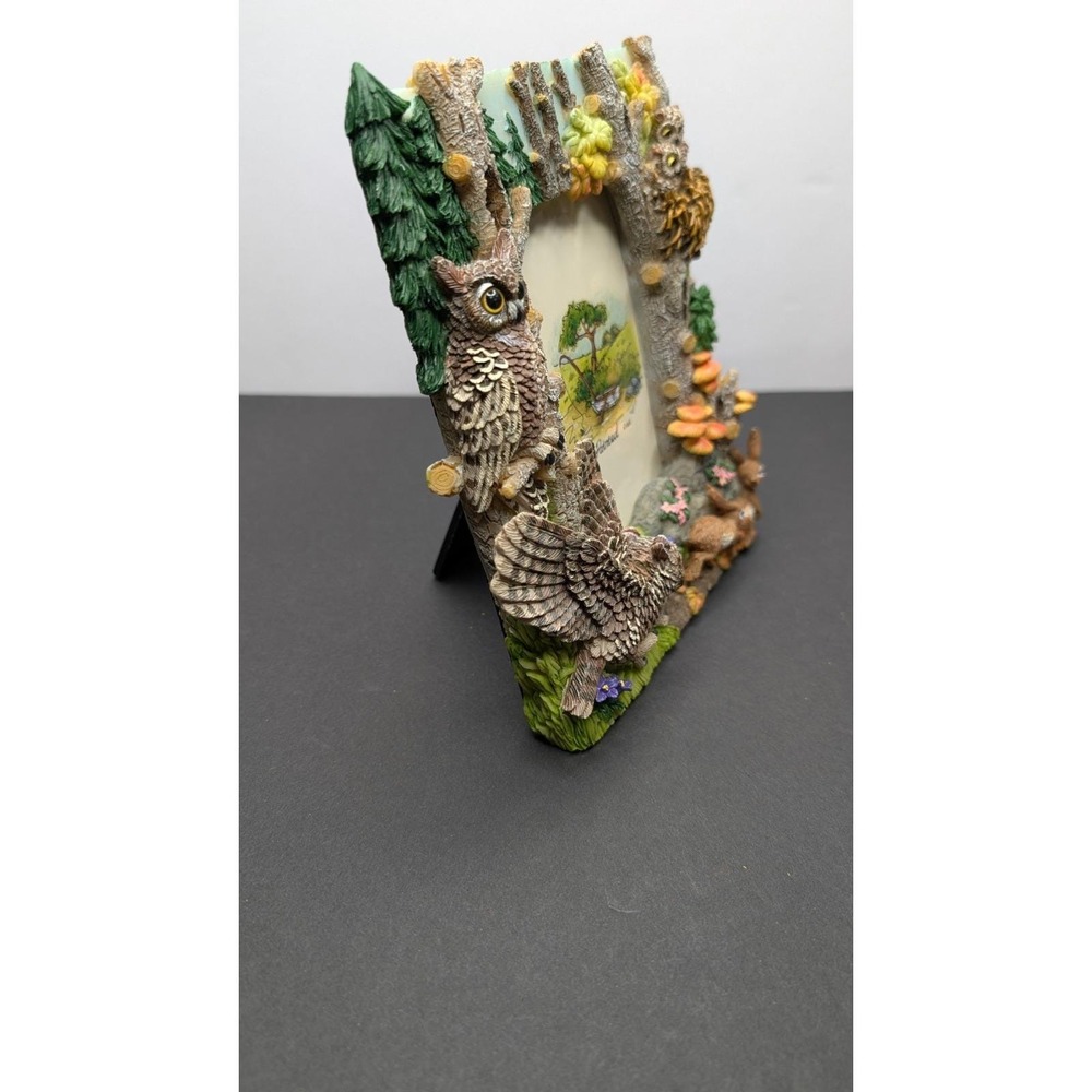 Resin Woodland Owl & Rabbit Picture Frame Forest Wildlife Nature Decor - Picture 4 of 10